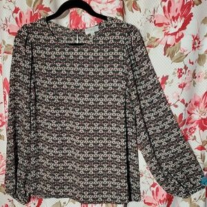 LOFT Multicolor Patterned Blouse Large